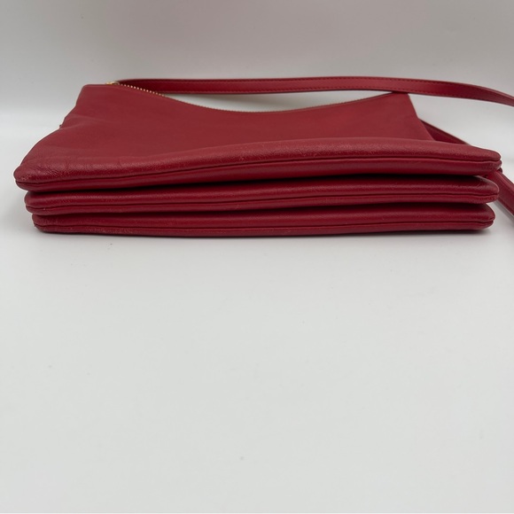Celine trio crossbody leather messenger handbag in red size large - Picture 12 of 16